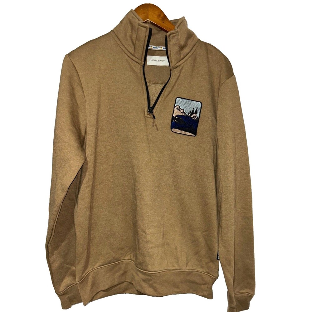 BLEND Men’s NWT Mountain Embroidery Graphic 1/4 Zip Sweatshirt size M
